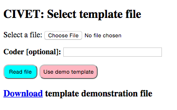 CIVET file selection screen